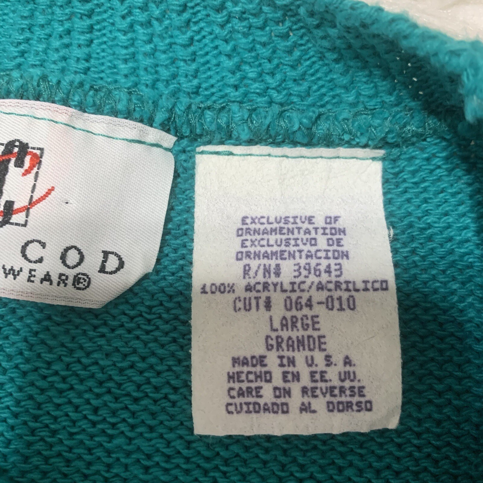 VTG 80s 90s Cape Cod Sportswear Nautical Short Sleeve Sweater Coastal Teal Green