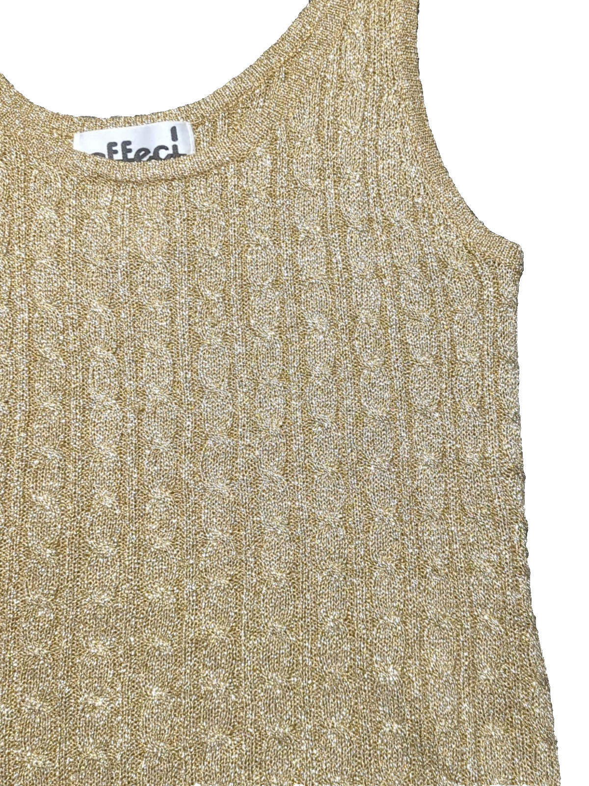 Effeci Large Gold Ribbed Tank Top Sweater Lightweight Disco/Rave 70’s-80’s-90’s