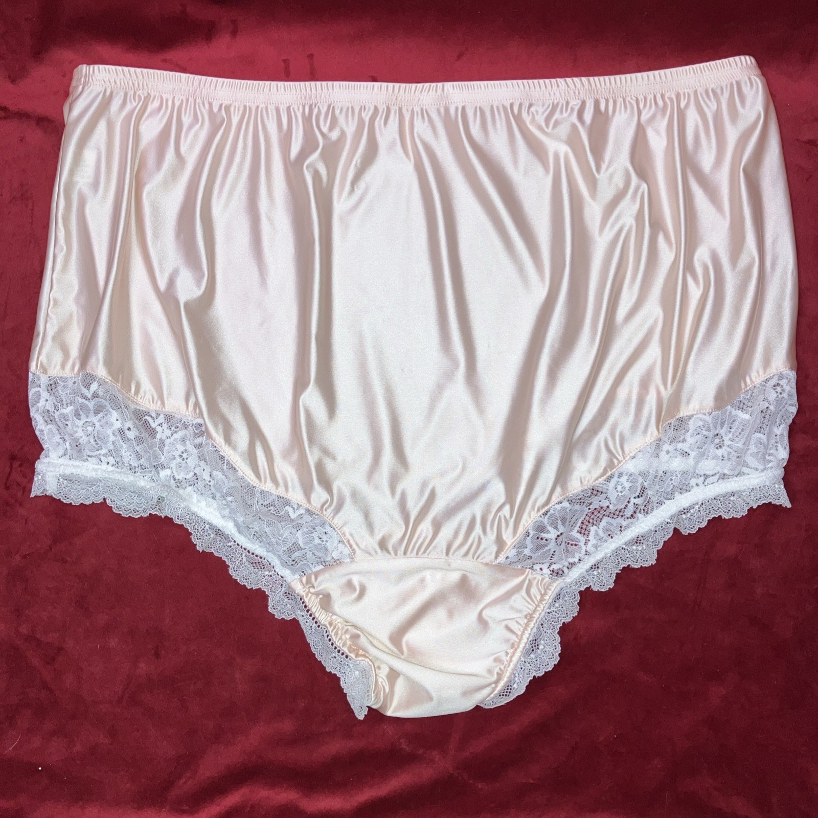 1X 2X Mushroom Gusset Granny Panty Silky Nylon Satin Brief Sissy Vintage styl