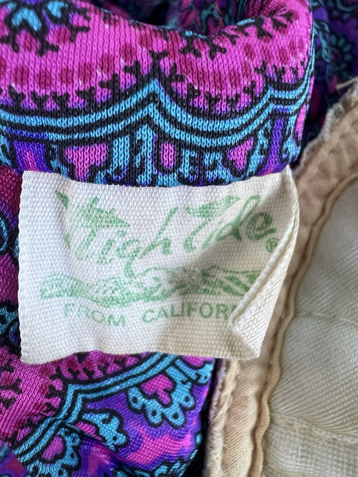 Vintage 1970s HIGH TIDE CALIFORNIA Maxi Paisley Beach POOL party Sun Dress XS/S
