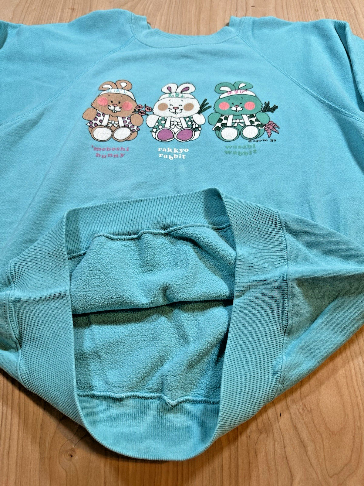 vintage 1987 japanese bunny rabbit CUTE SWEATSHIRT hanes L KAWAII aya-ko MOCHI