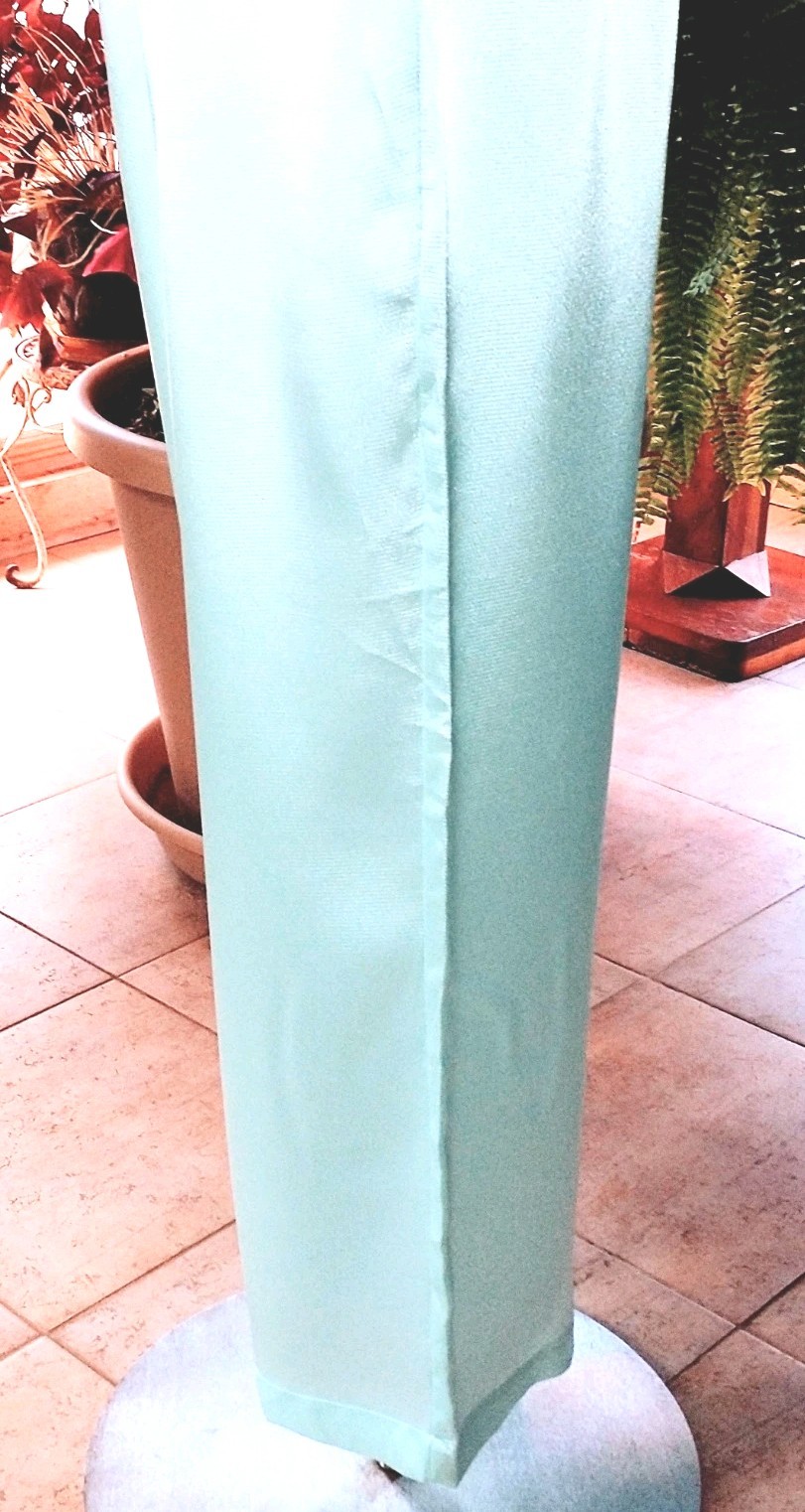 Vintage Adonna Pajama Set Pale Aqua Short Sleeve w Pocket Satin Poly Sz LG NWT