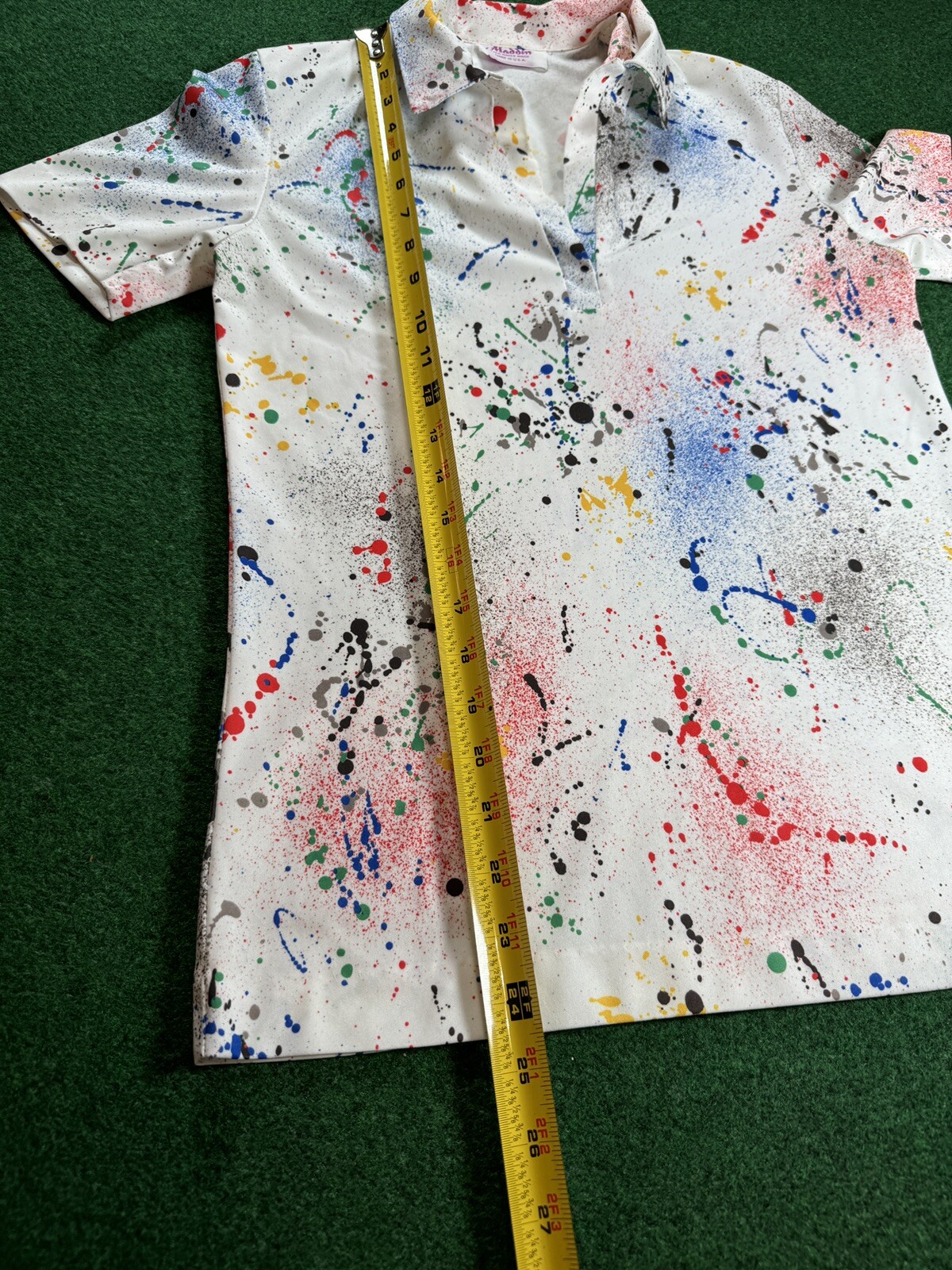 Vintage 80s Paint Splatter Aladdin Women’s Small Short Sleeve Shirt