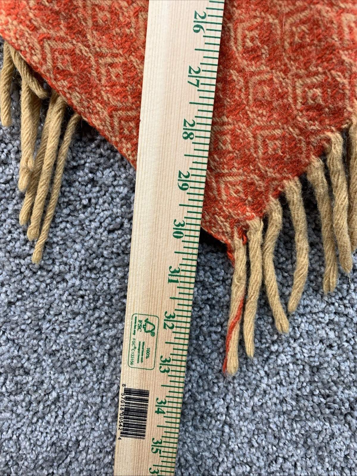 Vintage 60s 70’s Homemade Wool Cape/Poncho Orange W/ Gold Tassels Boho Hippie