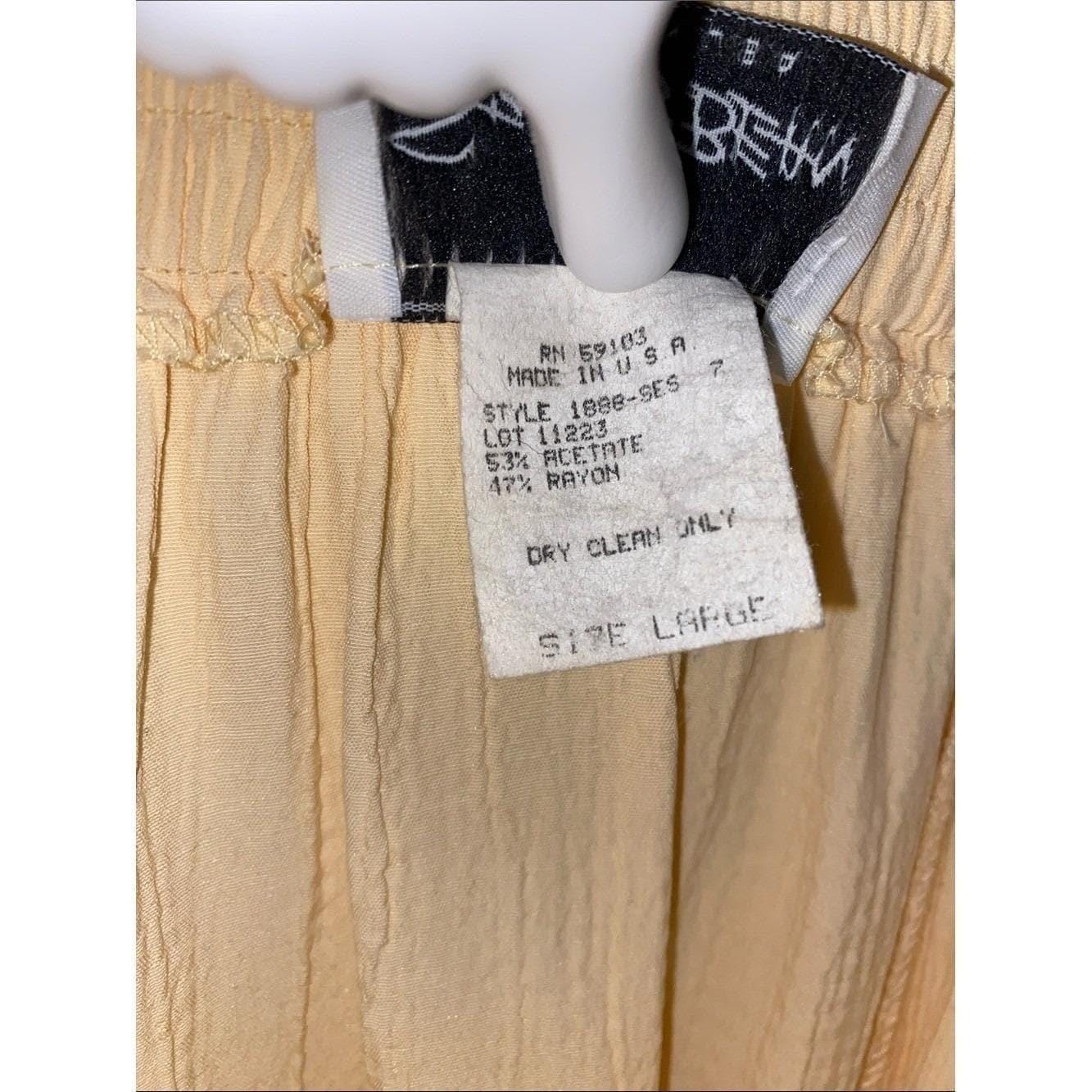 Stringbean Skirt Butter Yellow Button Front Circle Vintage Womens Large Mini