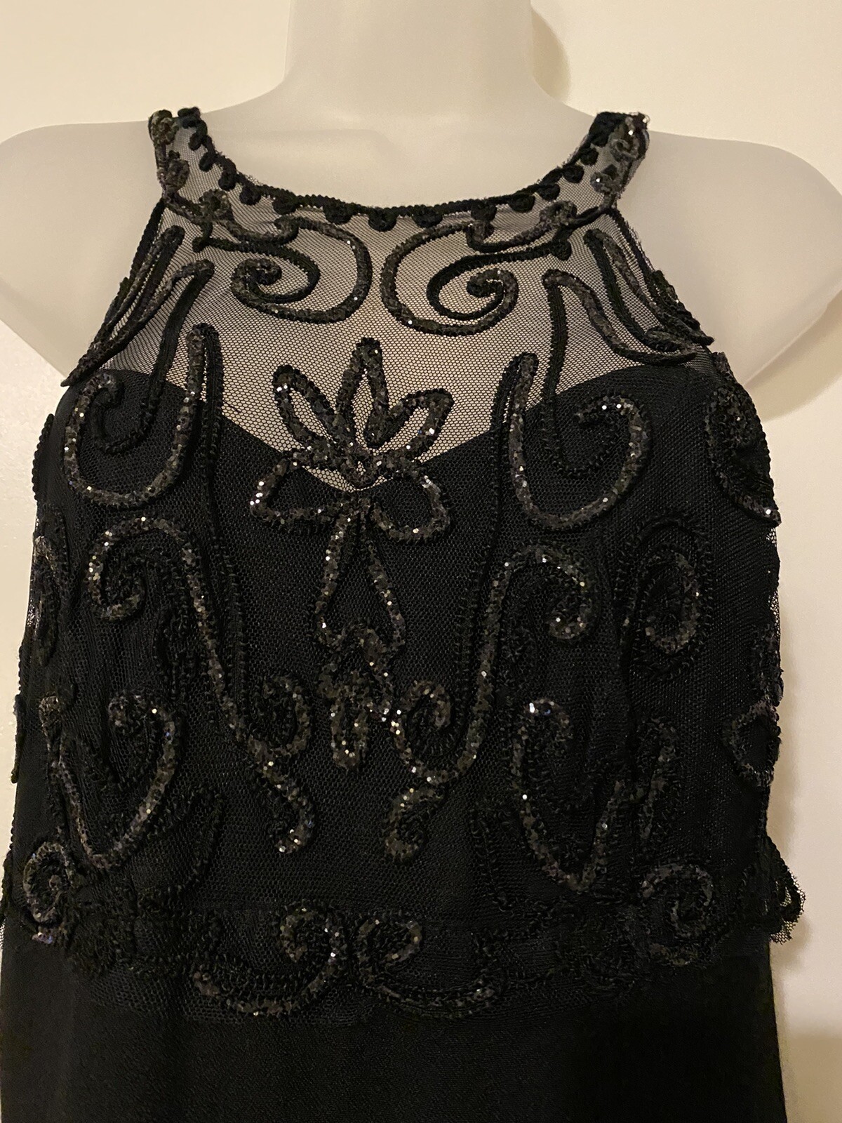 Blondie And Me Vintage Black Beaded Evening Formal Dress Made In USA Size 7