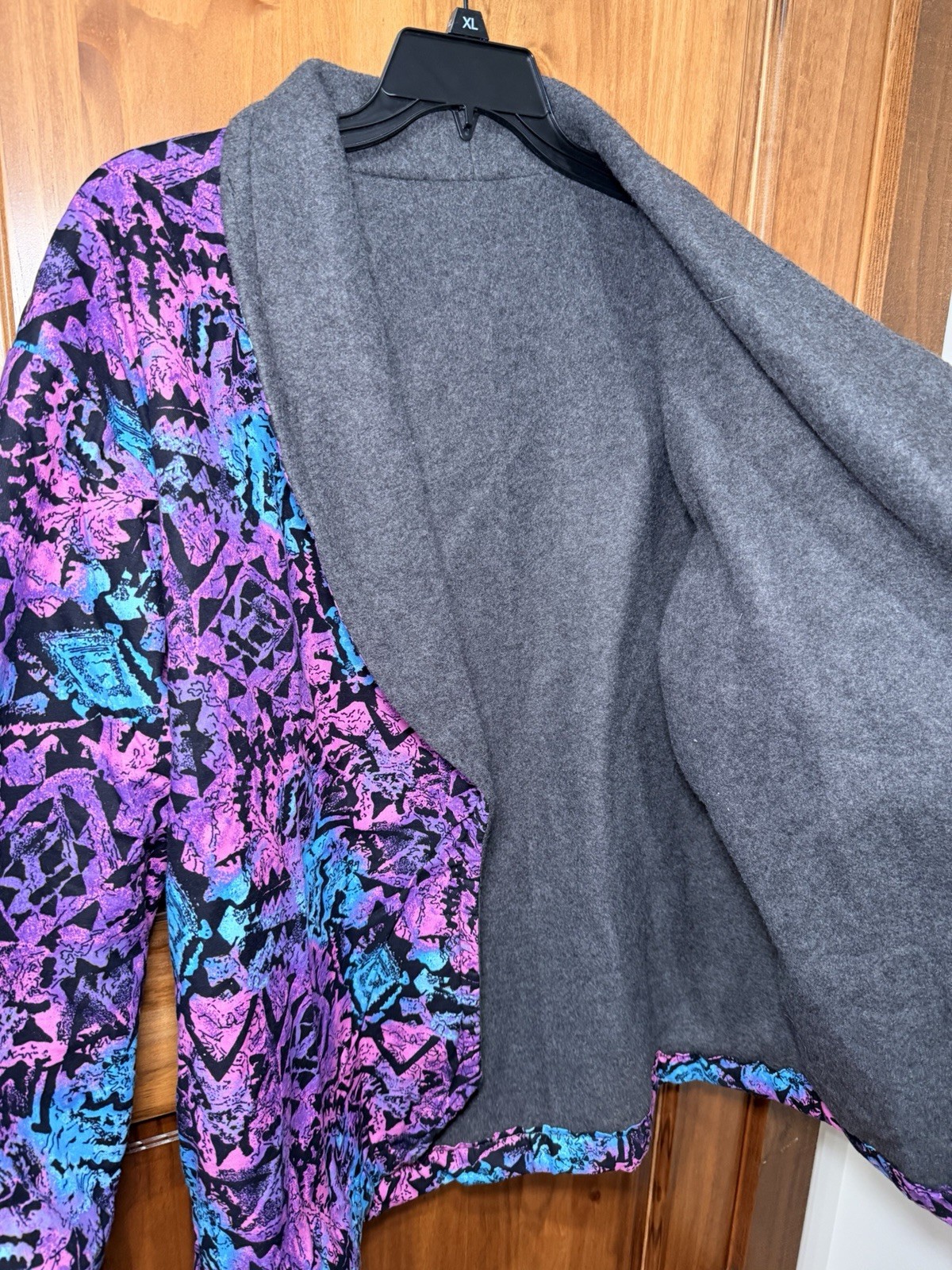 Vintage Handmade Reversible Fleece Jacket. Retro. Multi Colors. Size XL-1XL