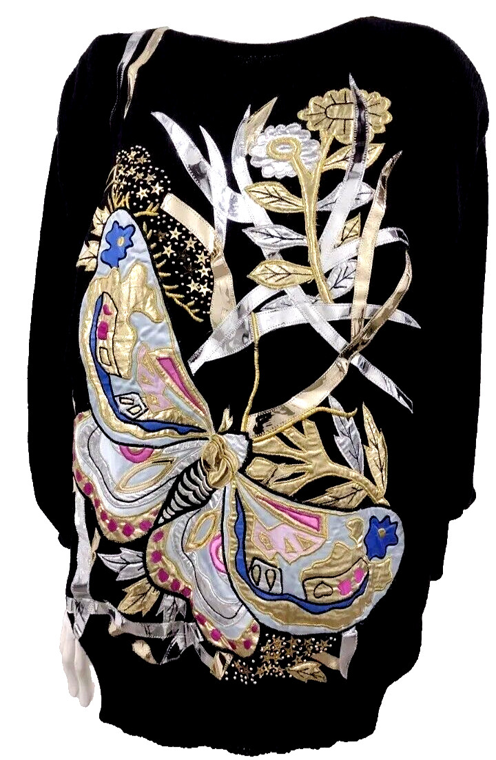 Metallic Huge Butterfly Sweater BONNIE BOERER 1987 Evening Wear NEW WAVE Couture
