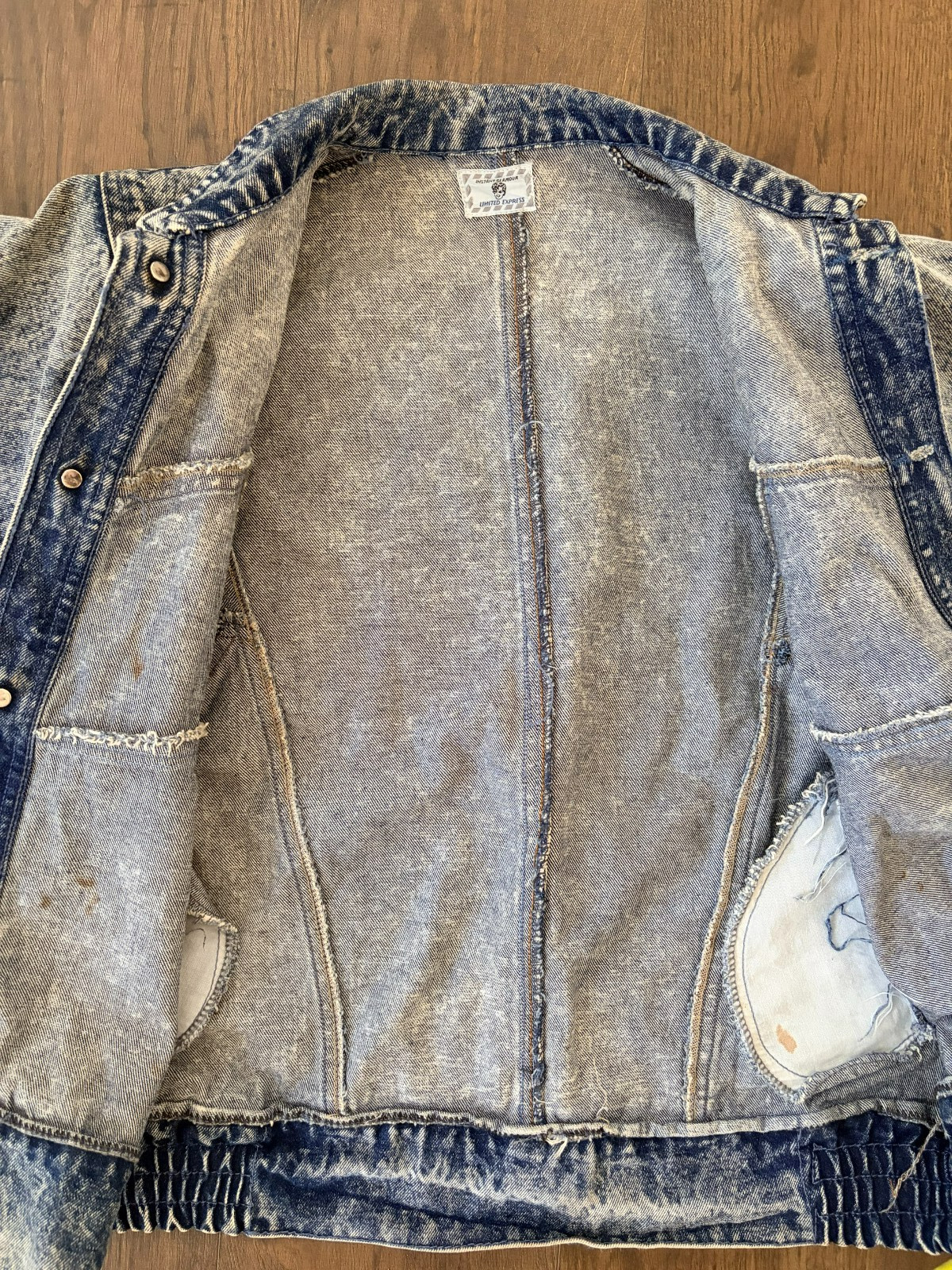 Vintage Limited Express Acid Wash Denim Jacket Batwing Oversized 80s 90s USA