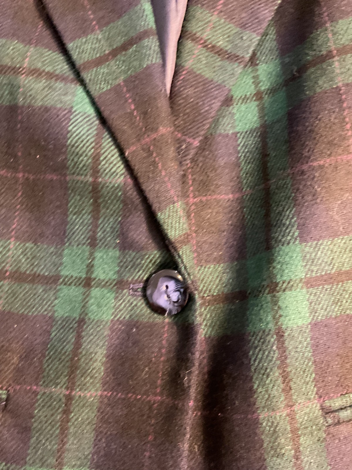Vintage *Savannah* Blazer WOOL 12P Padded Shoulders BlueGreen Plaid