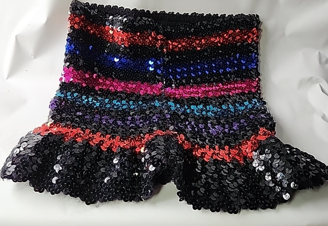 Toppettes by A. Brod Rainbow Sequin Tube Top Women’s Striped Disco Dance Ruffle