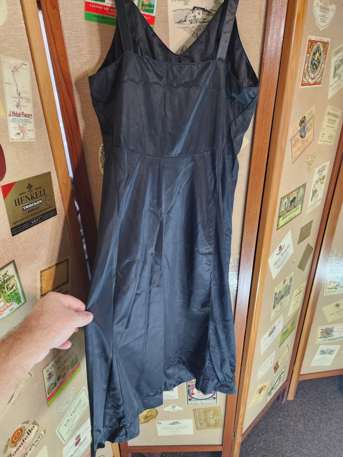 Movie Star Black Full Slip 100% Nylon Tricot Size 34 Average Made in USA Vintage