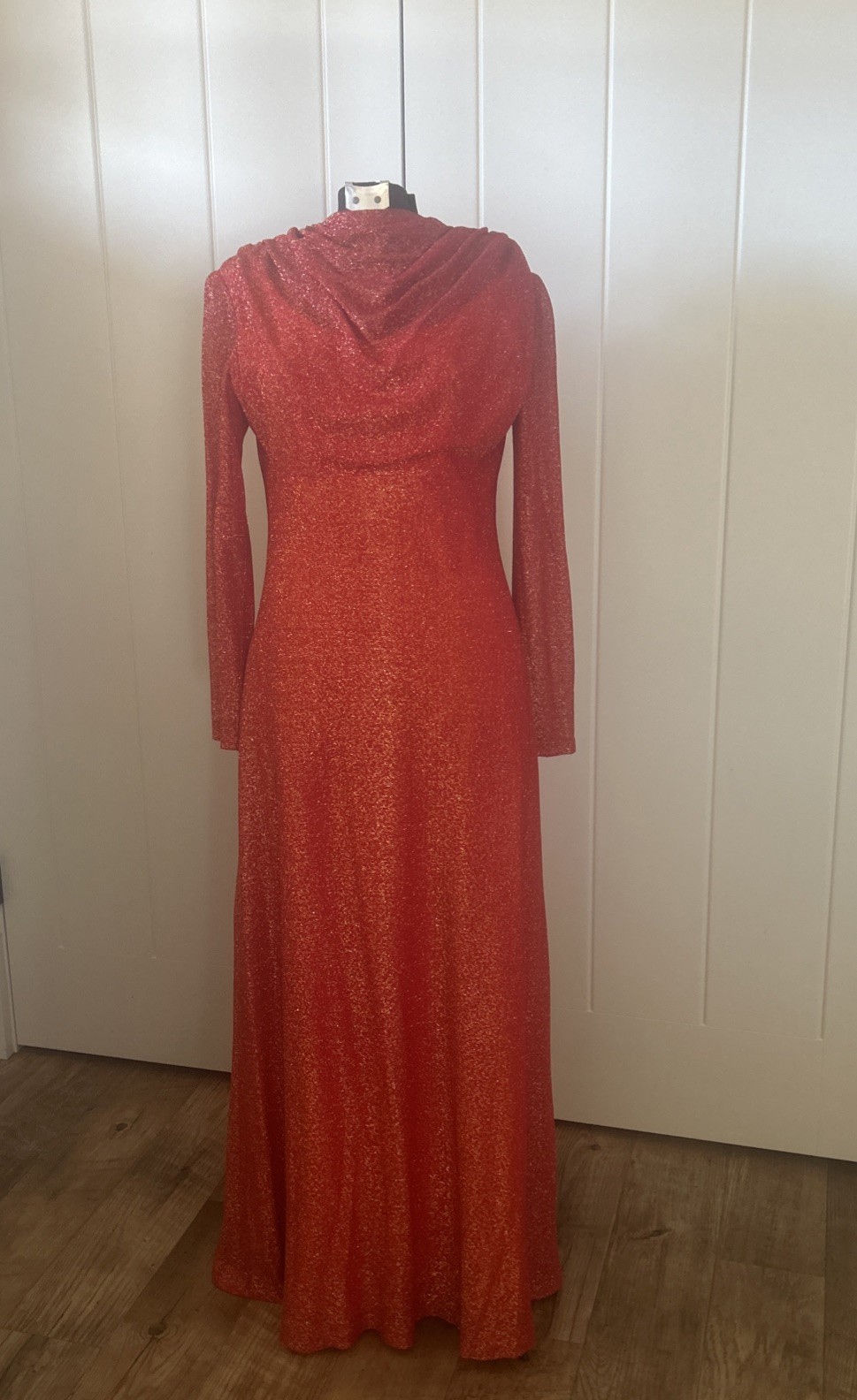 Vintage 1960’s/70’s Nadine Red & Gold Sparkle Dress Size 13 Union Label