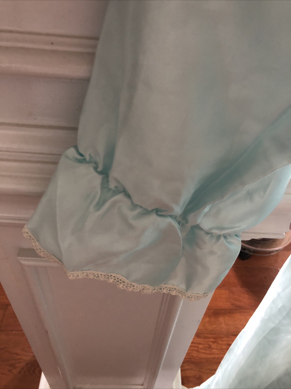 Vtg Ilise Stevens Gown Blue Lace Satin Flannel Lined Granny Cottagecore Women S