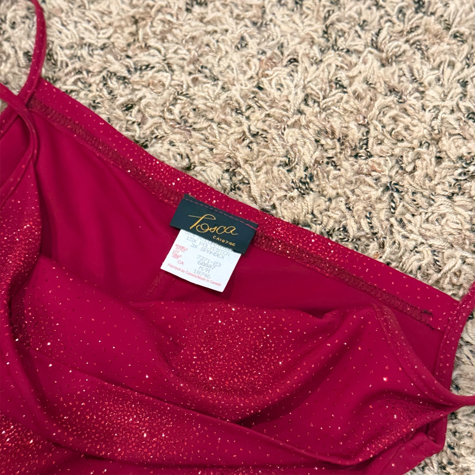 Vintage 90’s Y2K RED GLITTER PARTY DRESS M Stretchy Fairy Sparkle Bodycon Sexy