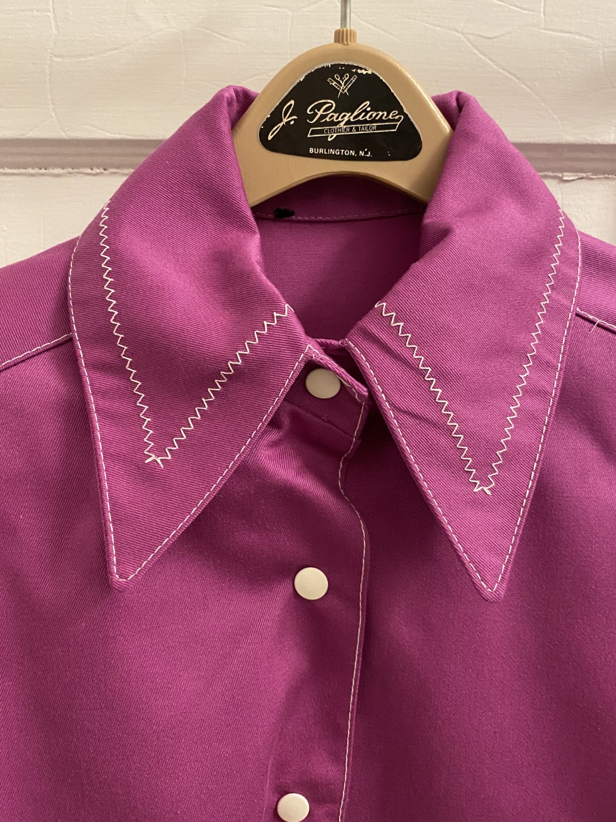 VTG 1970’s Purple Denim Chore Jacket with Zigzag stitching Size M