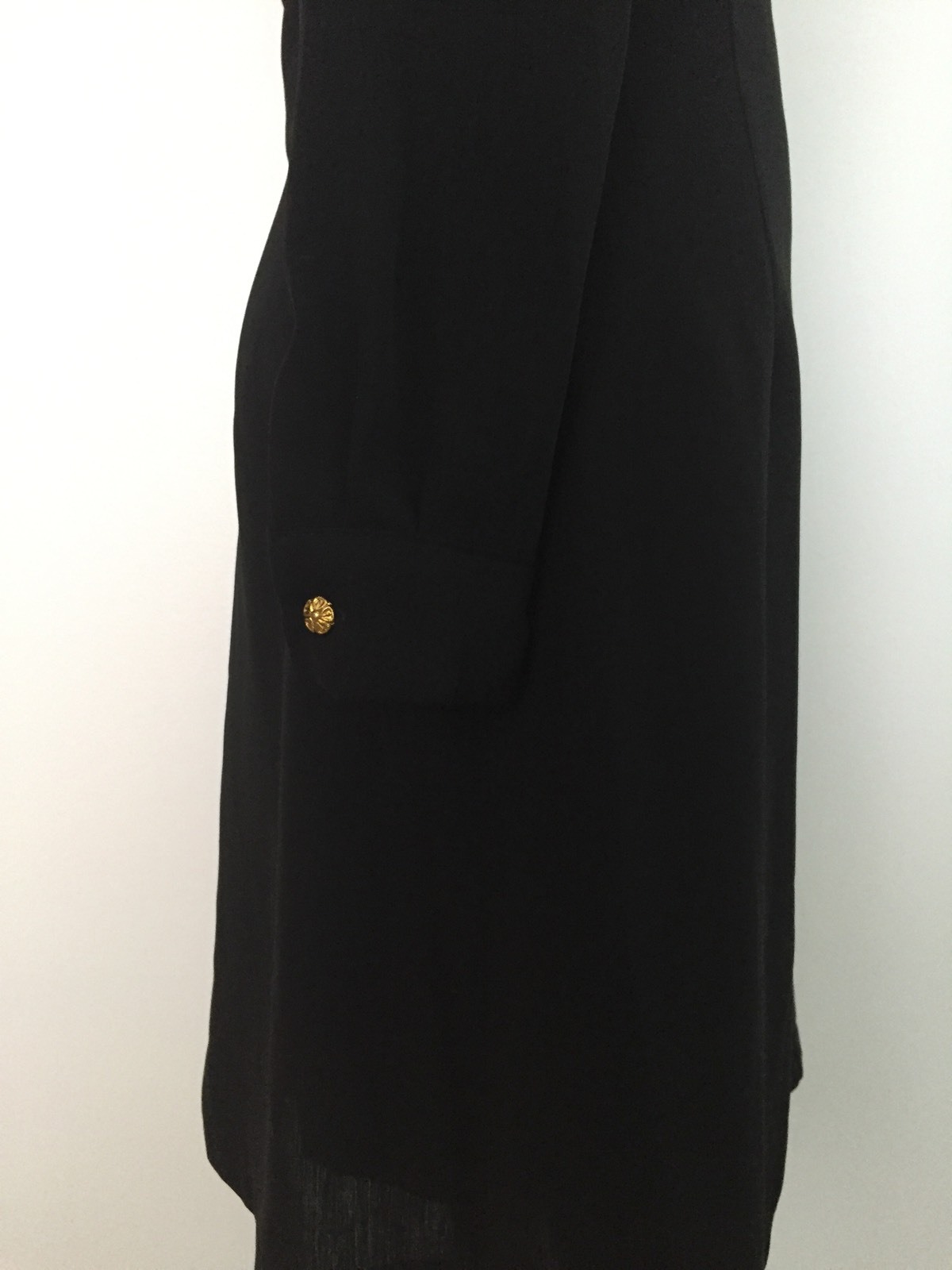 Womens Vintage Black Long Sleeve Dress Shoulder Pads Gold Collared Sparkle