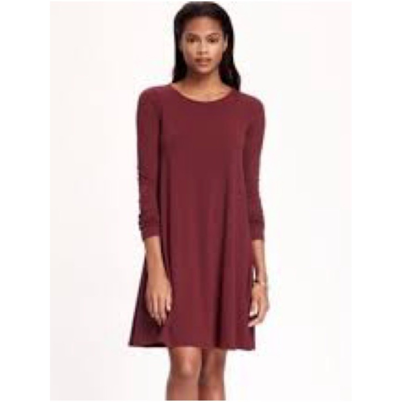 Old Navy Long Sleeve knit swing dress gosh garnet red size XL