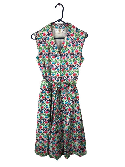 VTG 60s DYNASTY Dress Sz M British Crown Colony Hong Kong Cocktail Party