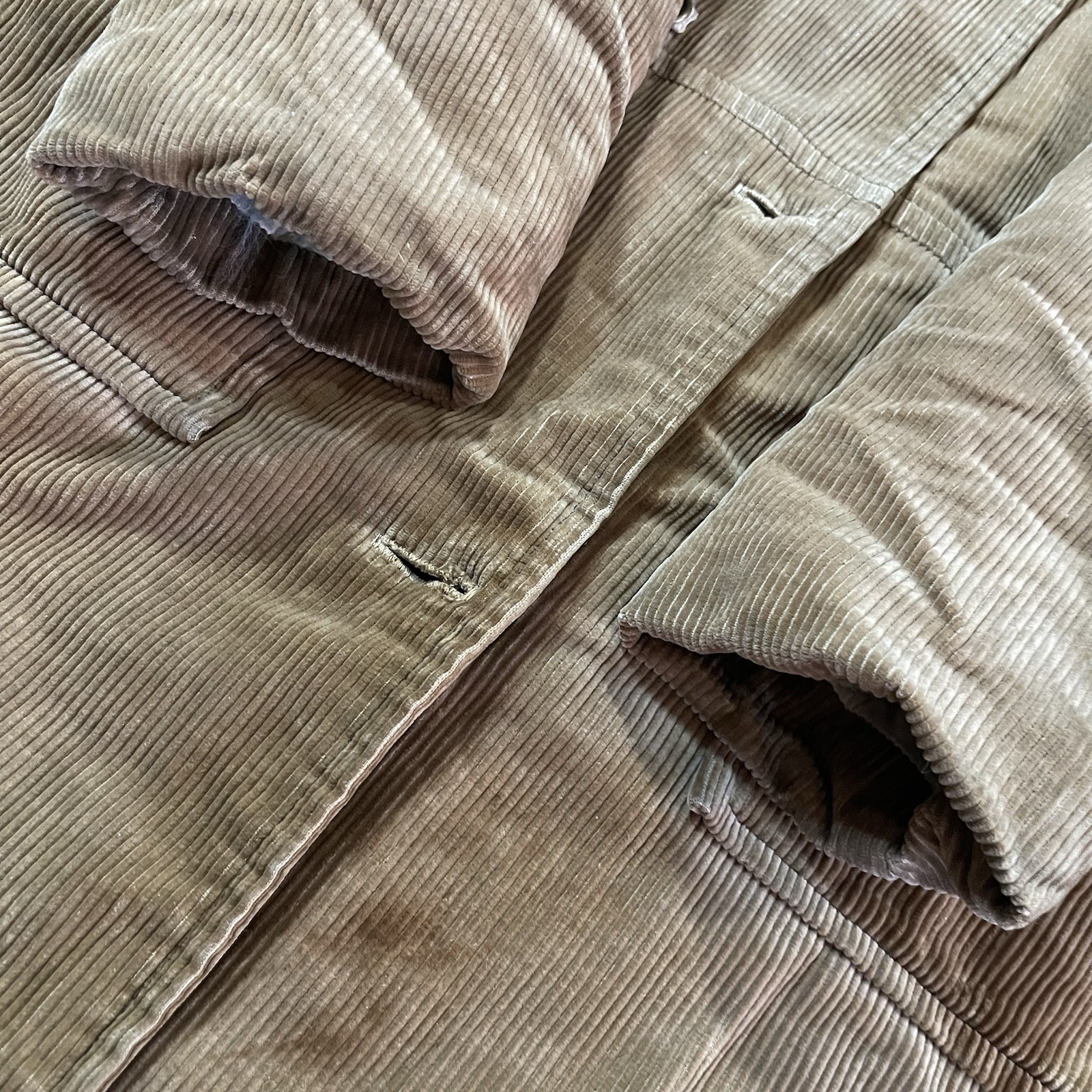Vintage Brown Corduroy Hooded Coat See Measurements No Tag Maybe Handmade Prop