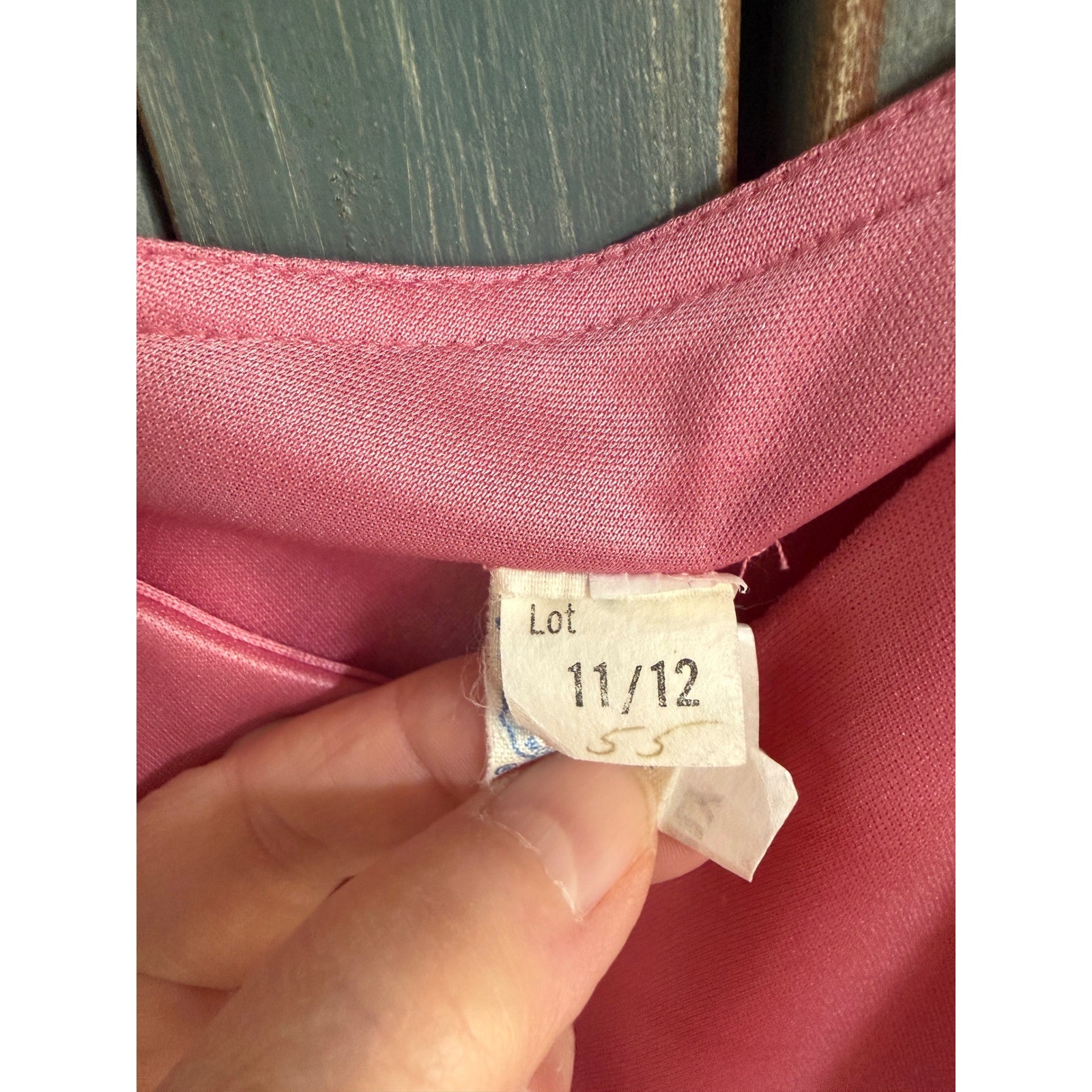 Vintage Pink Satin Maxi Dress V-Neck Spaghetti Strap Elastic Waist 11/12 Prom