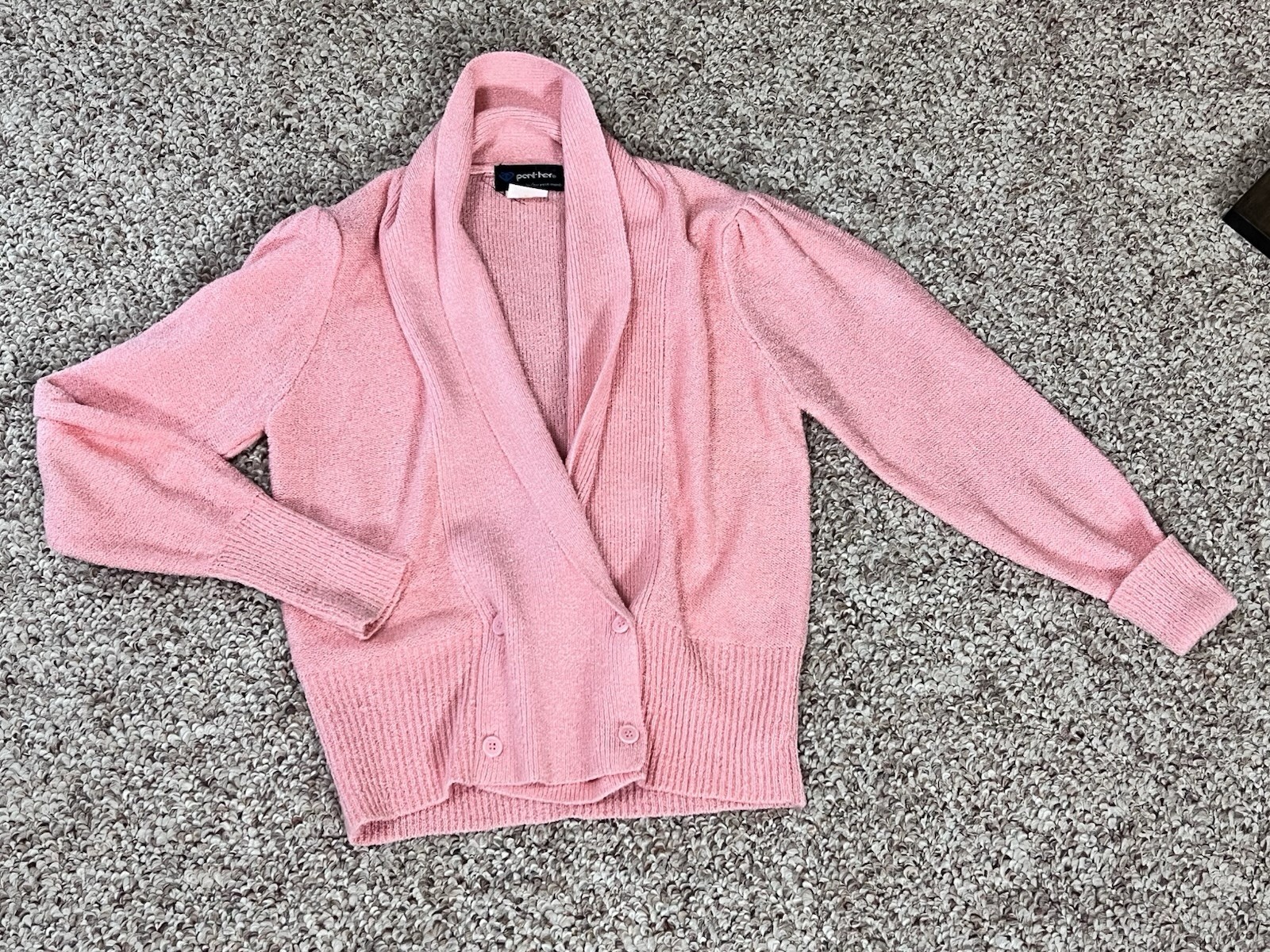 VTG 80s Does 50s Cotton Candy Pink Cowl Neck Sweater Medium