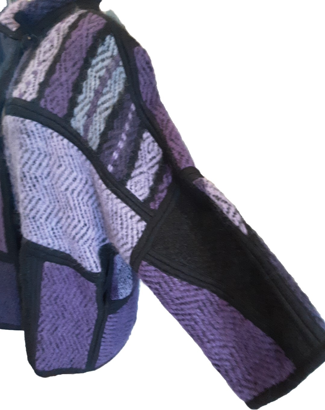 ITALIAN BOHO VTG MOHAIR COAT Color Block Purple Unstructured Sz M-L PERFECT!