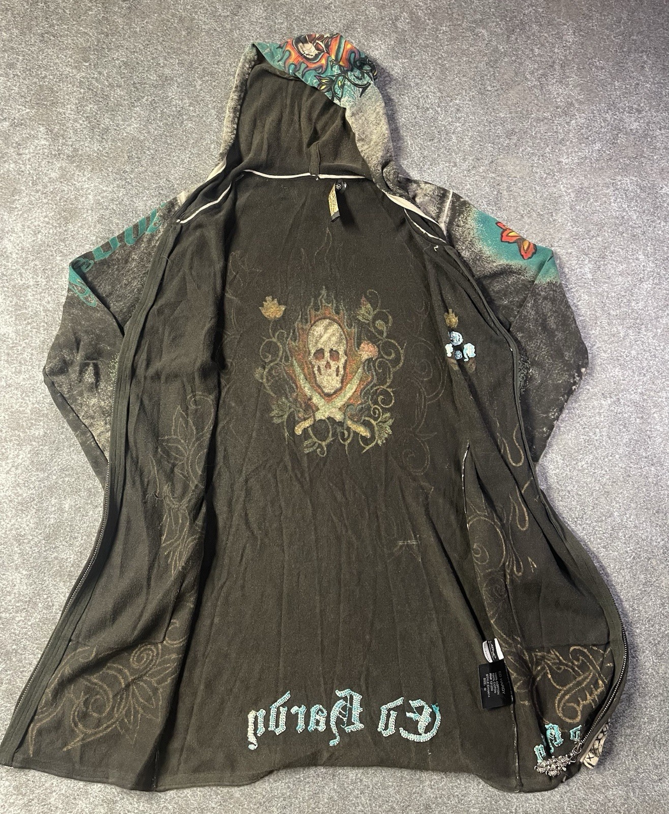 Vintage Y2K 2000s Ed Hardy hooded knit dress Size M please read description