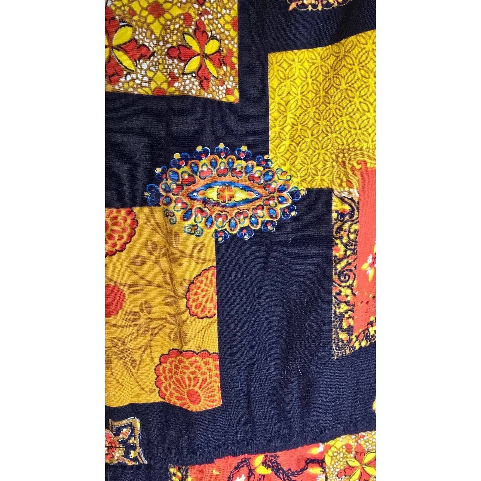 Vintage Jaree Classic Patchwork Print Sleeveless Romper Red Yellow Black Floral