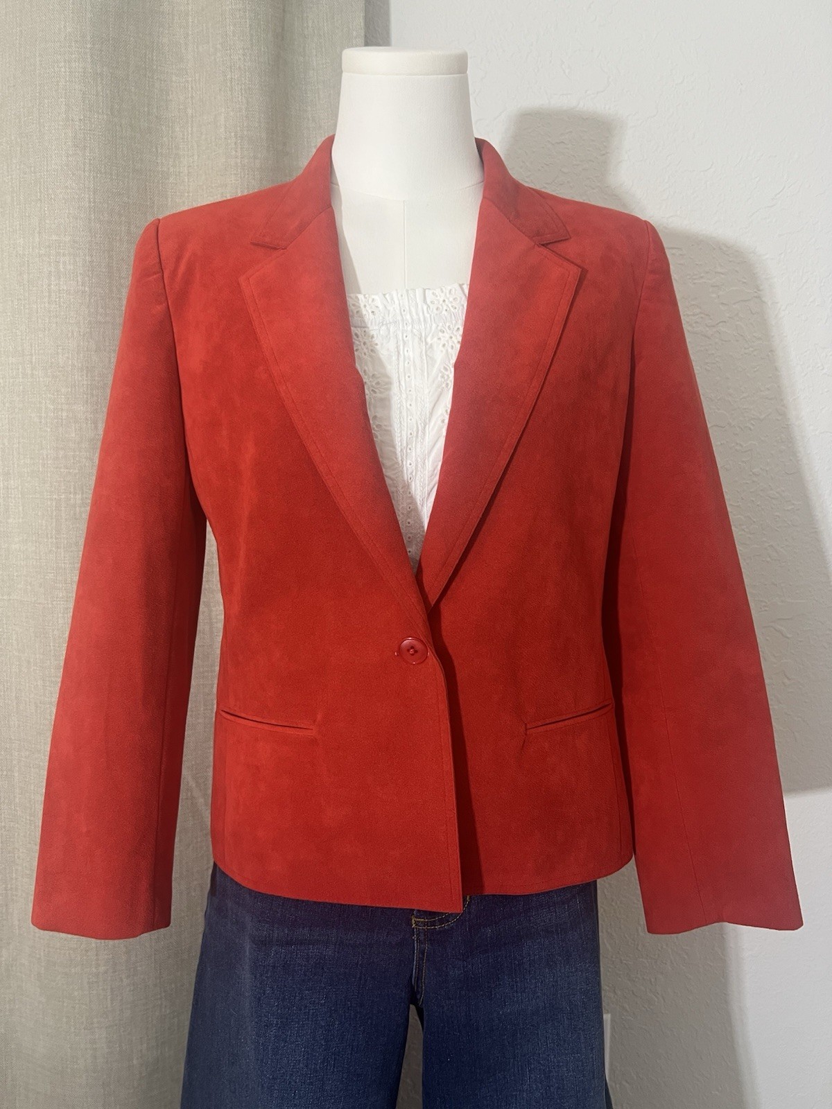 Women’s Vintage Ultrasuede Candy Red Jacket/Blazer Size 6-8 Union Tag