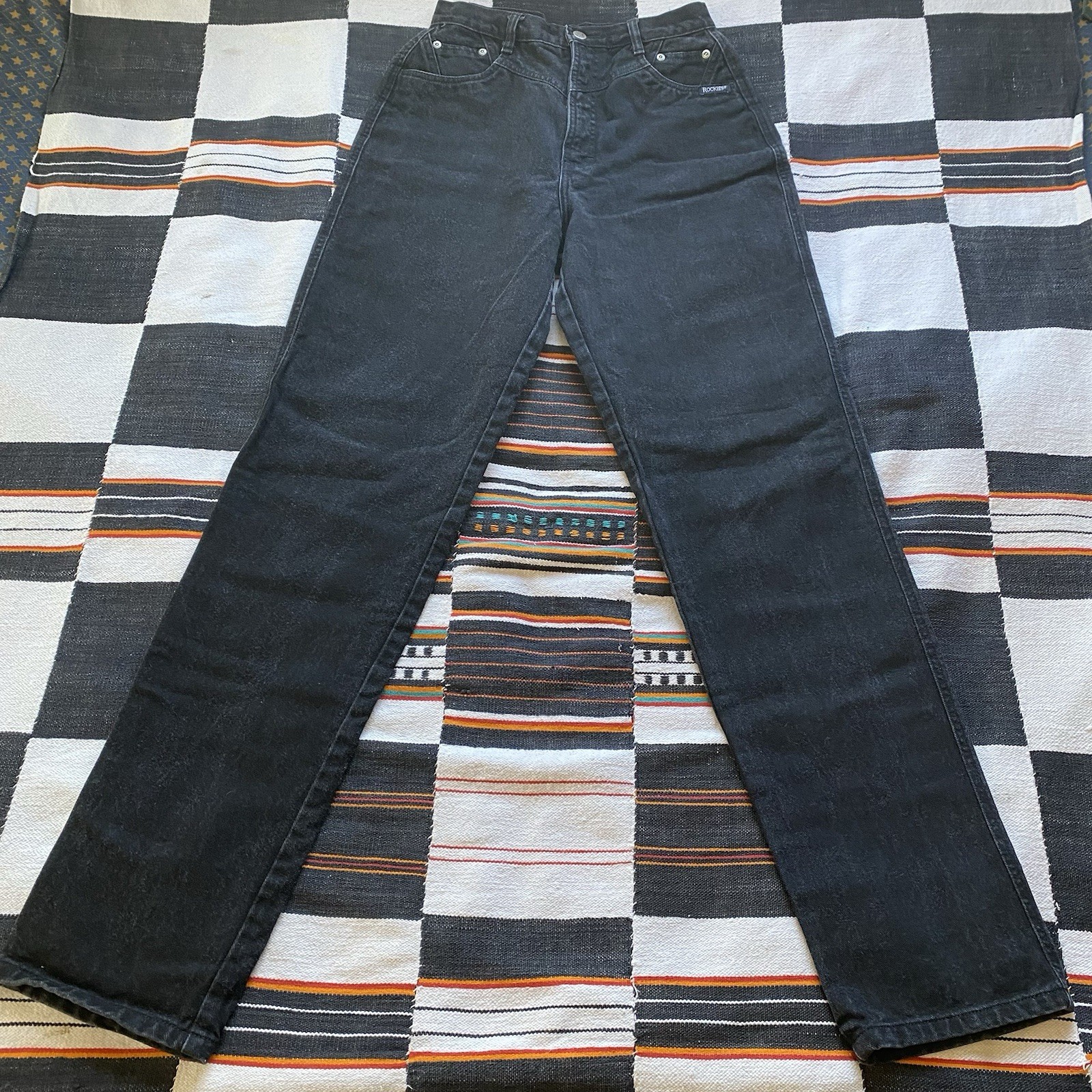 Vintage Wrangler High Rise Bareback Black Jeans. Size 26/34. Western Wear. USA.