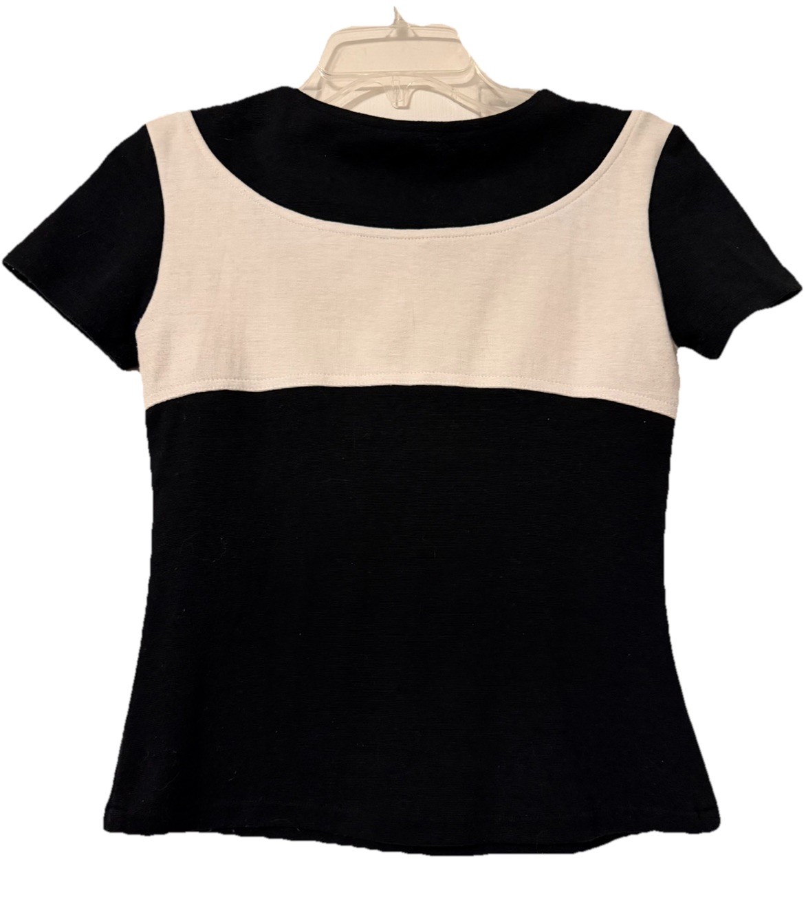 Vintage 90s Baby Tee Black White Stretch Knit Cutout Top Y2K Fitted