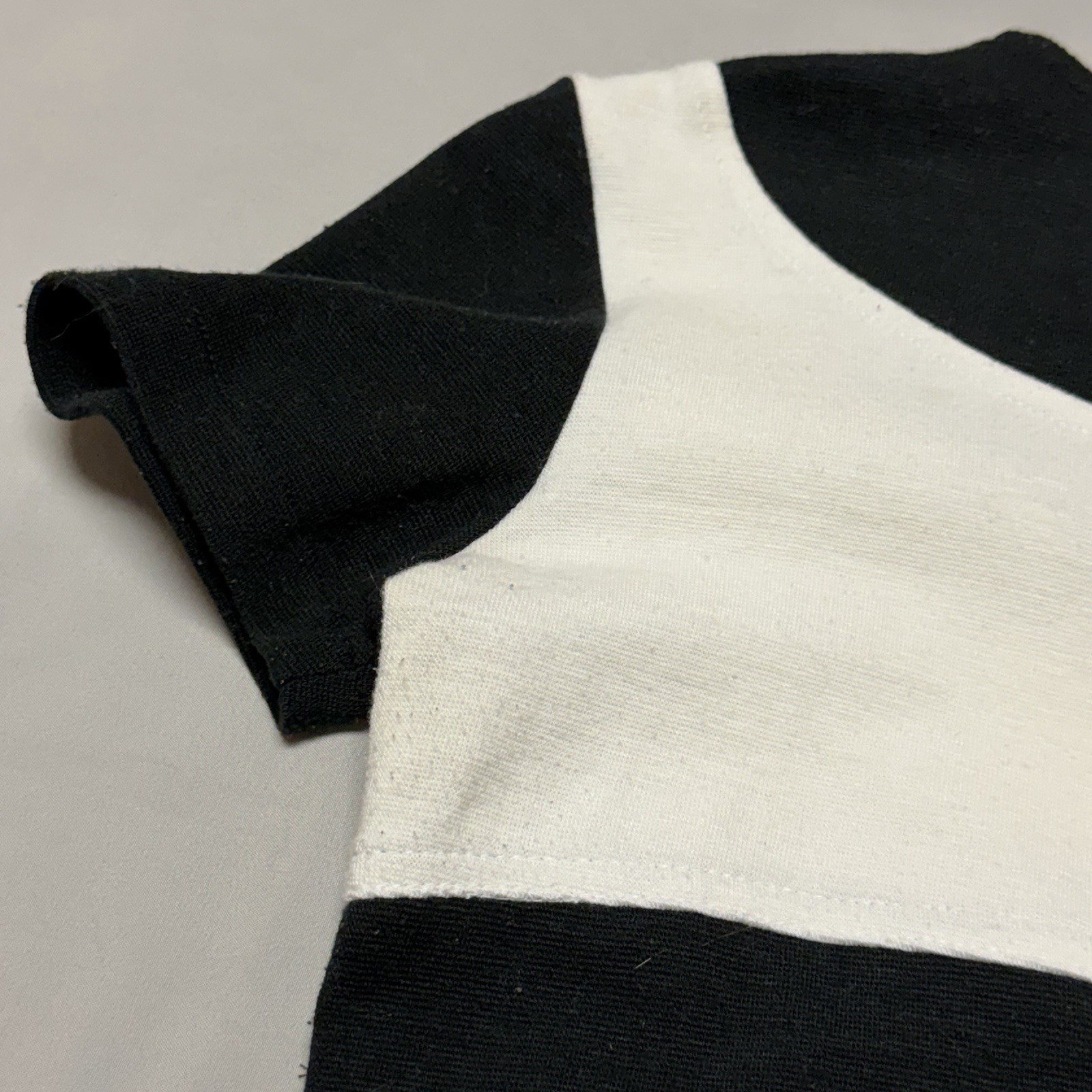 Vintage 90s Baby Tee Black White Stretch Knit Cutout Top Y2K Fitted