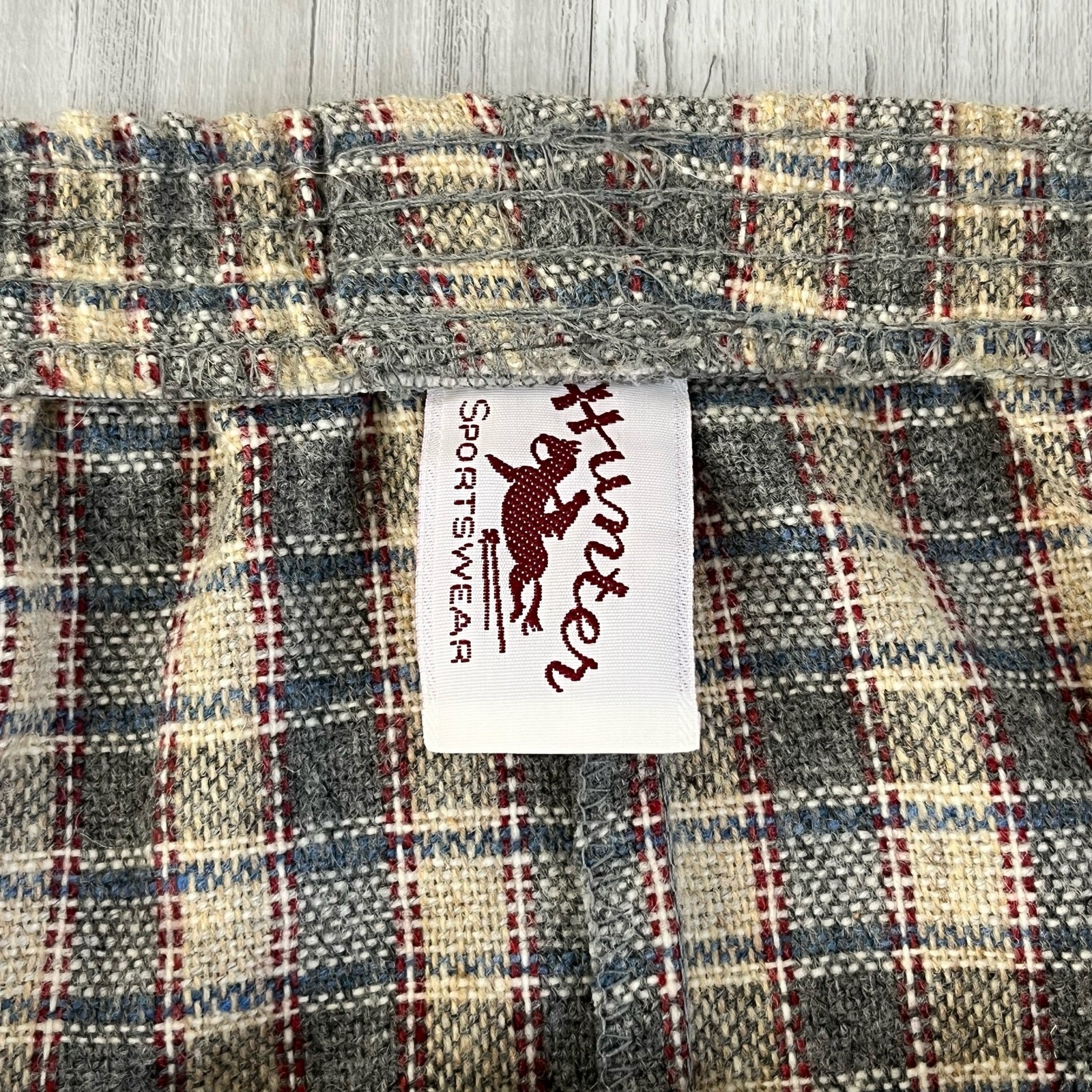 Vintage Hunter Sportswear Plaid A-Line High Waist Knee Length Preppy Skirt