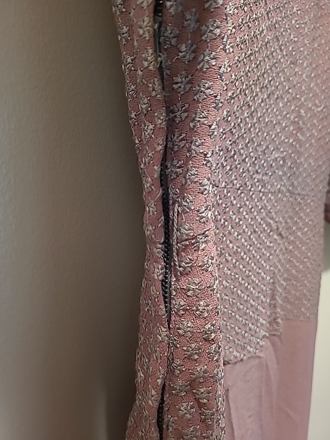 Martha Manning Original Vintage Mauve Dress Faux Two Piece Peplum Short Sleeves