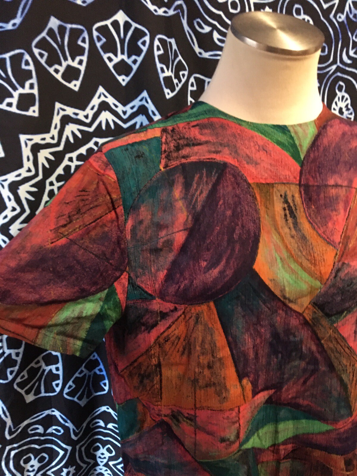 VINTAGE Pierre Lamonte Shirt Women size 10 90’s artsy colorful painterly