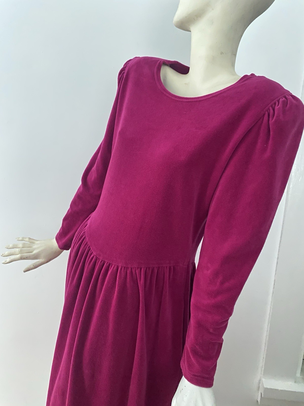 Vintage 80s Lanz Originals Pink Raspberry Drop Waist Dress Cottage Prairie Puff