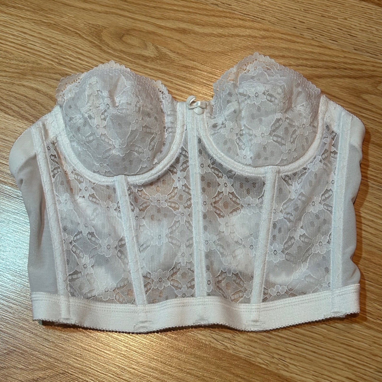 Vintage Gelmart White Lace Bustier Corset Top Underwire 36B