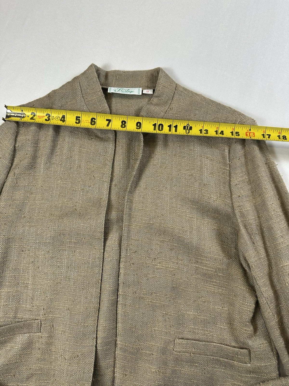 60s 70s Prestige of Boston Natural Fiber Skirt Beige Tweed Career Blazer Suit