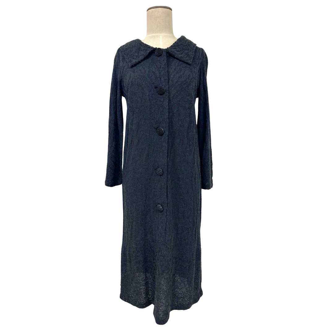 Vintage 1930s Henry A La Pensée Jet Beaded Drop Waist Knit Dress
