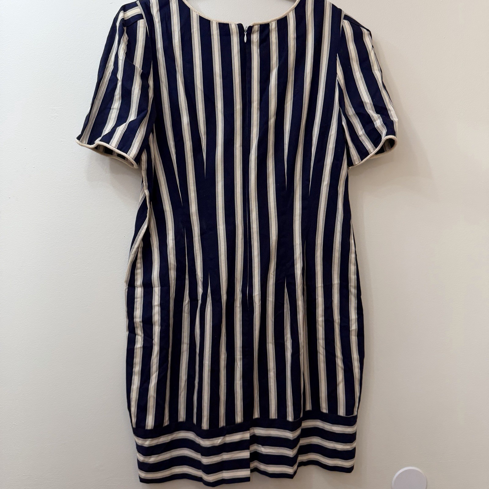 Women’s Vintage Nautical Theme Dress 14 Sharon Young Stripes Appliqué 90’s