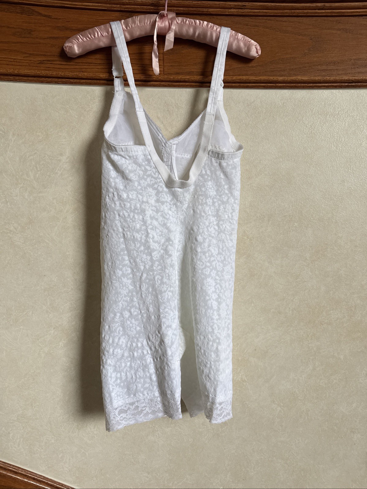 Vintage 38 D Rago All in One Girdle Bodysuit Garters body briefer White Lace