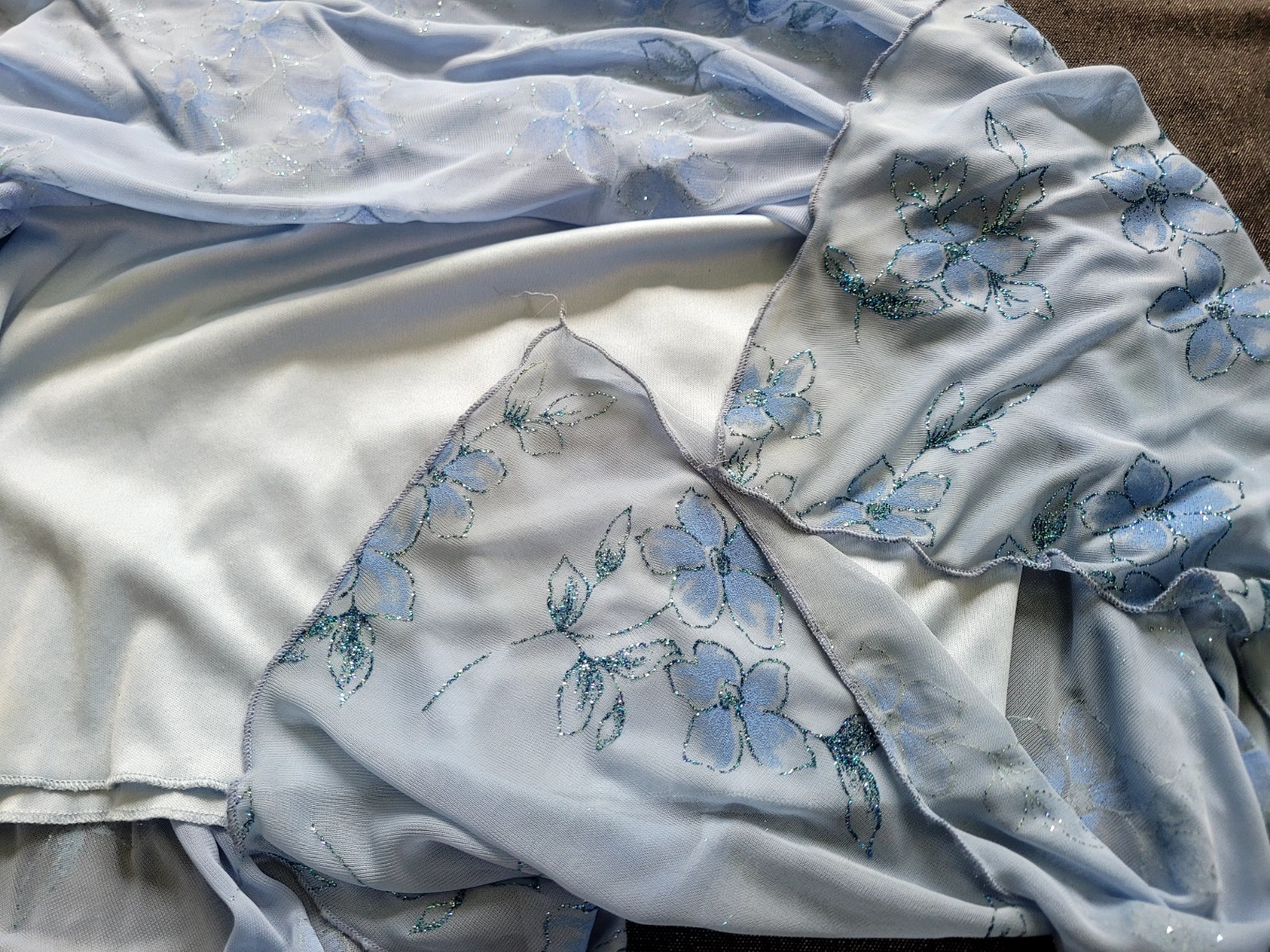 Vintage 90s Y2K Taboo Blue Floral Drop Waist Asymmetrical Hem Prom Hoco Size S/M