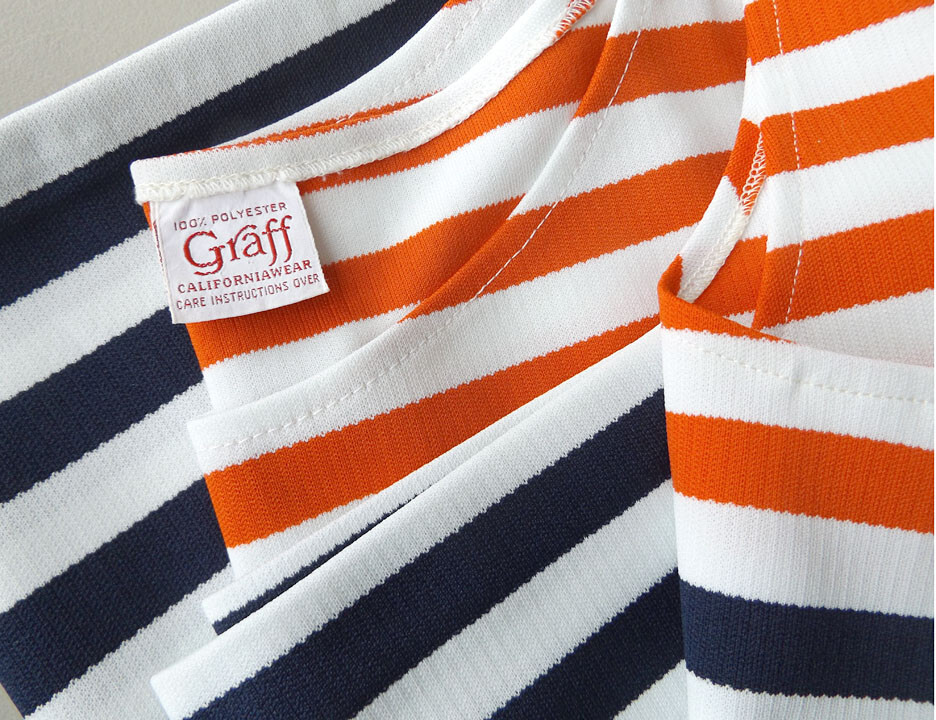 2 VINTAGE 60s 70s NM Graff CaliforniaWear S/M Easy Care Poly Tops Stripes