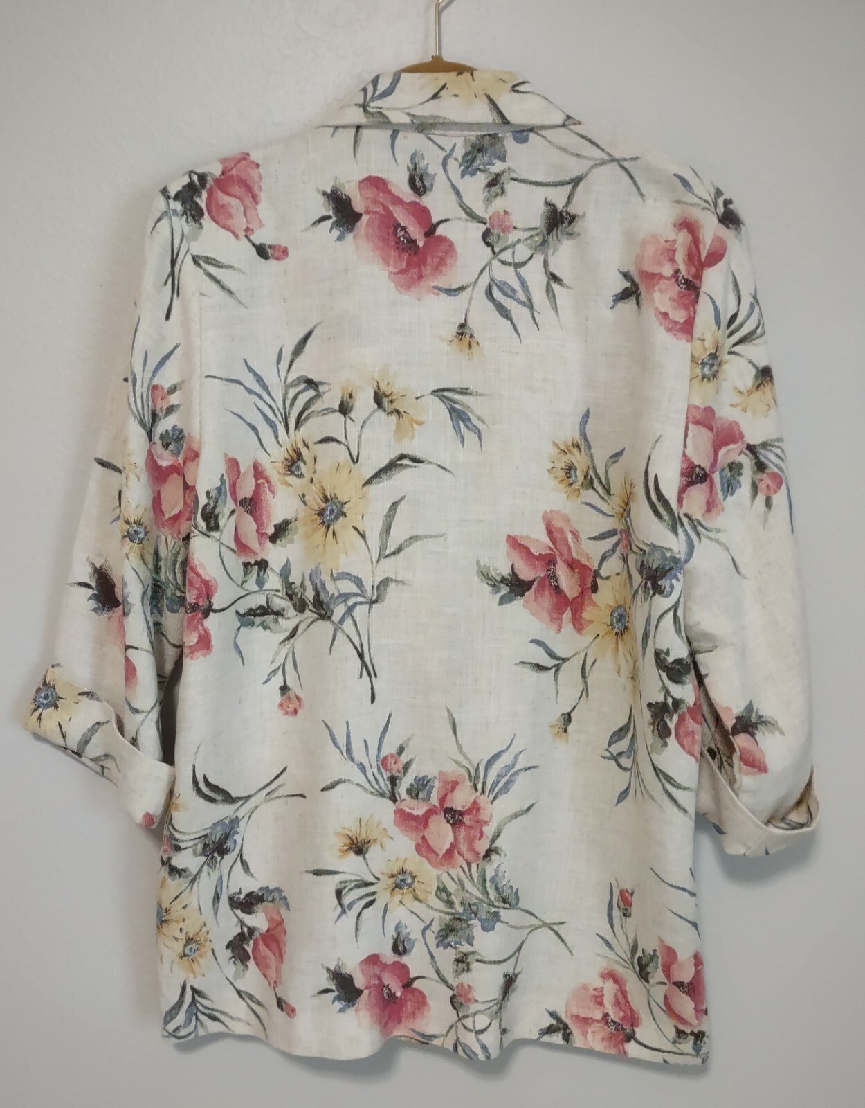 Vintage 80’s Joanna Floral Flax Blend One Button Cottagecore Blazer M