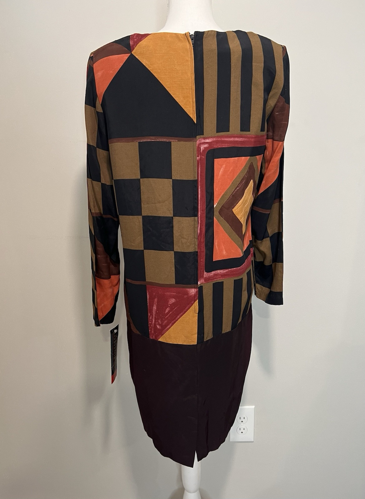 80s/90s Just In Thyme LTD. Multicolored Abstract, Geometric Printed Dress Size 8