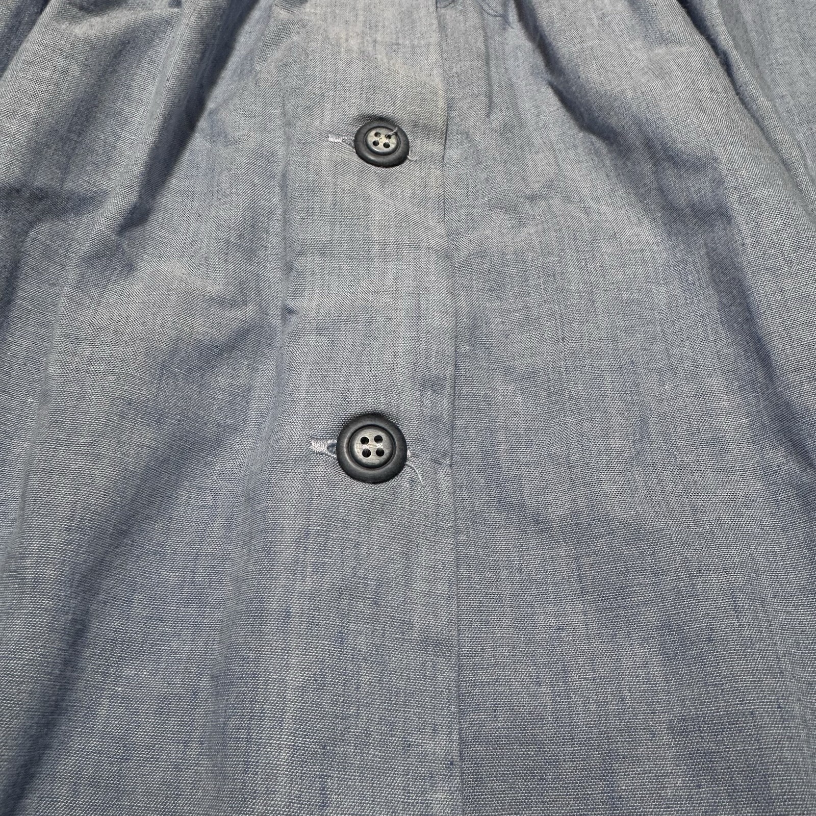 70s Handmade Ruffle Hem Denim Midi Skirt Button-Front Cottagecore Women’s M VTG