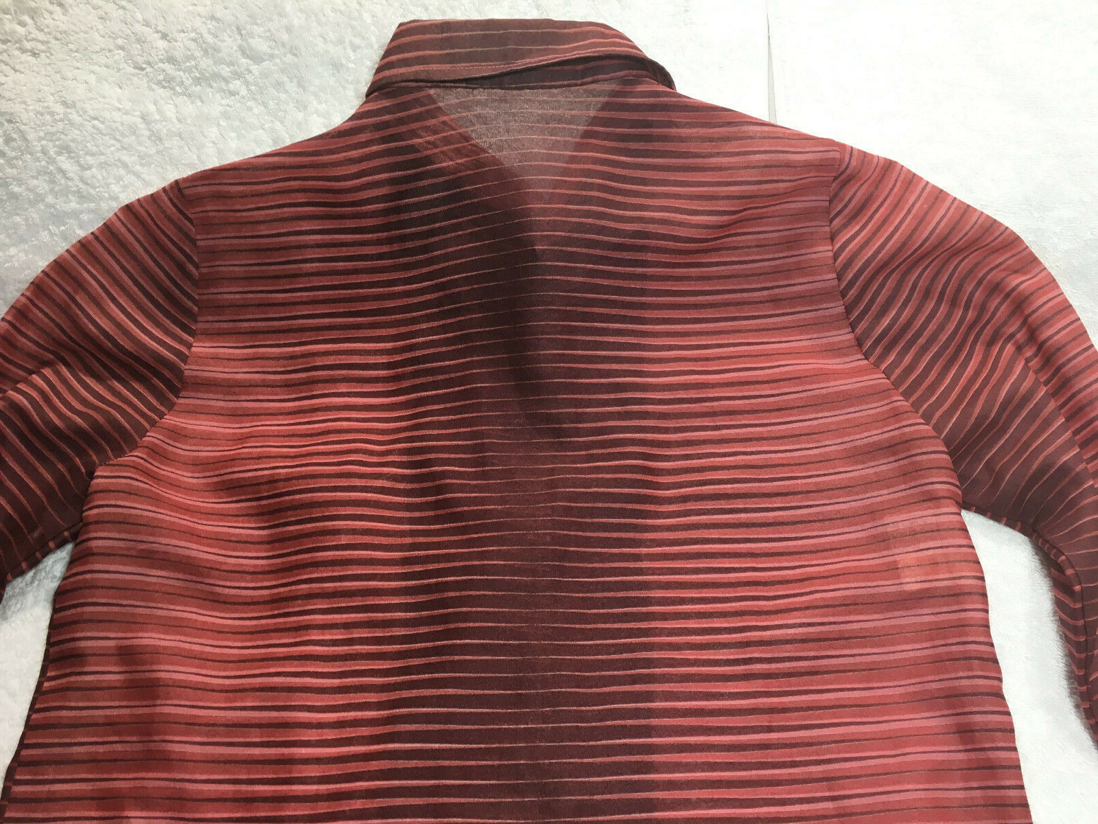 Aduddle Made In Italy Vintage Button Up Long Sleeve Striped Red Silk Shirt Sz 6