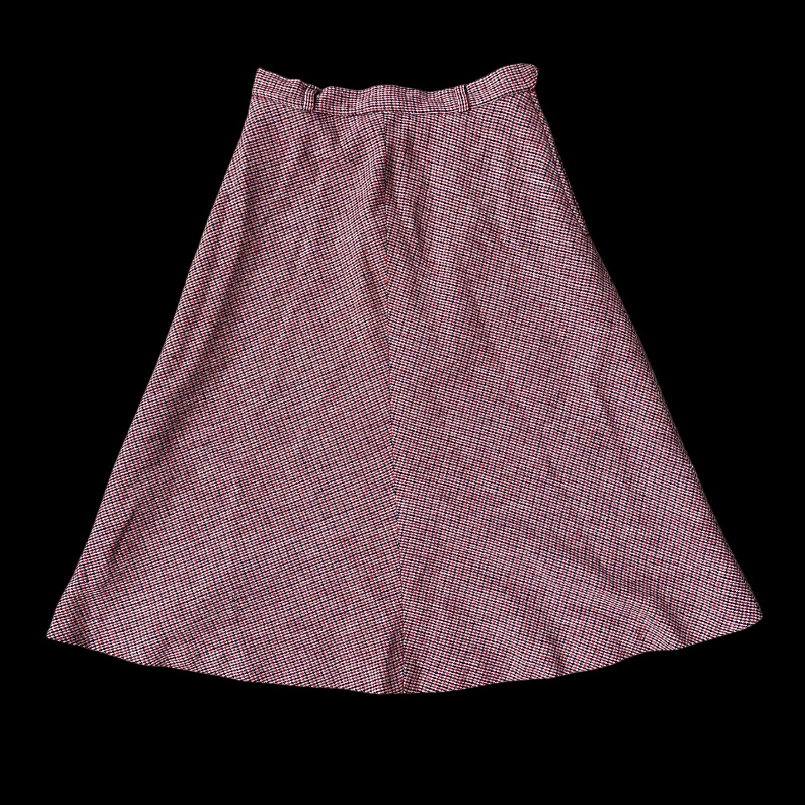 Vintage Skirt Wool Blend Size 10 Red Navy Blue Evan Picone USA 1970s Union Made