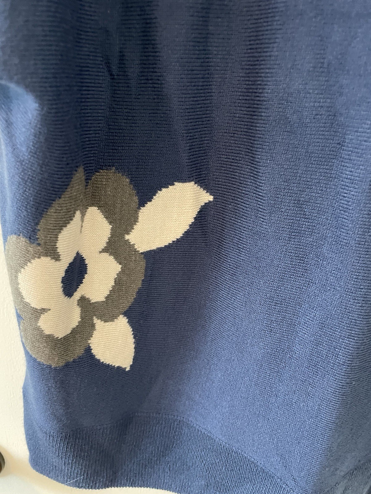 Designers Originals Vintage Blue Turtleneck Sweater Floral Intarsia Knit Large20